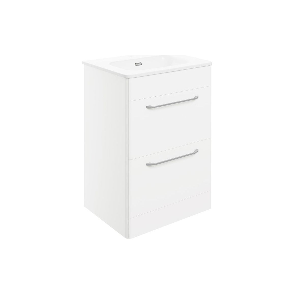 Dorset 610mm 2 Drawer Floor Unit & Basin - White Gloss