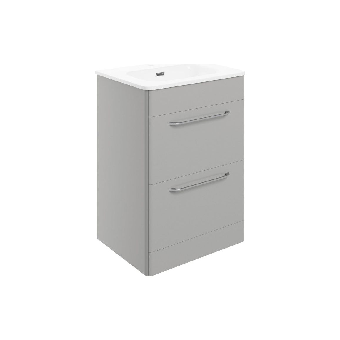 Dorset 610mm 2 Drawer Floor Unit & Basin - Grey Gloss