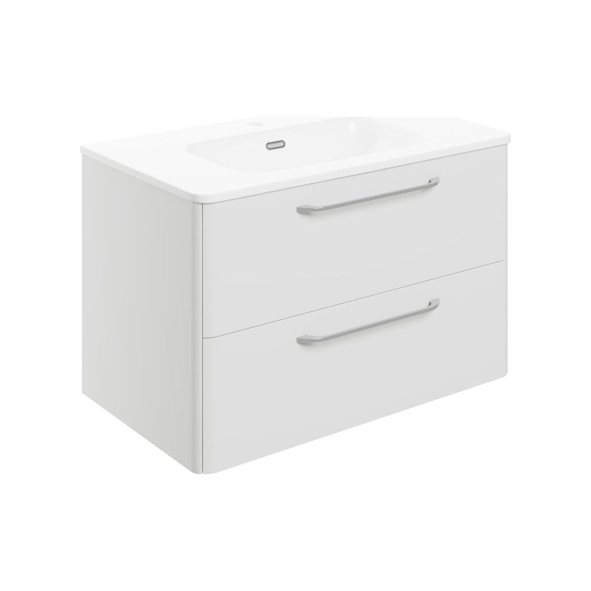 Dorset 810mm 2 Drawer Wall Unit & Basin - White Gloss