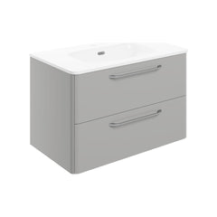 Dorset 810mm 2 Drawer Wall Unit & Basin - Grey Gloss