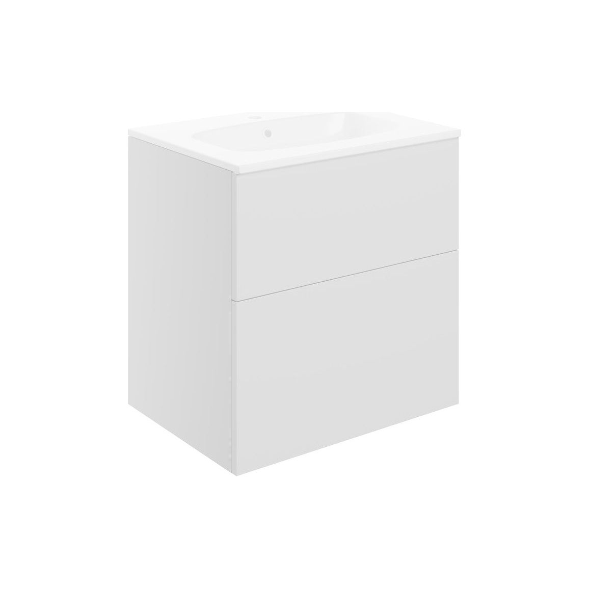 Henshall 610mm Wall Hung 2 Drawer Basin Unit & Basin - Matt White