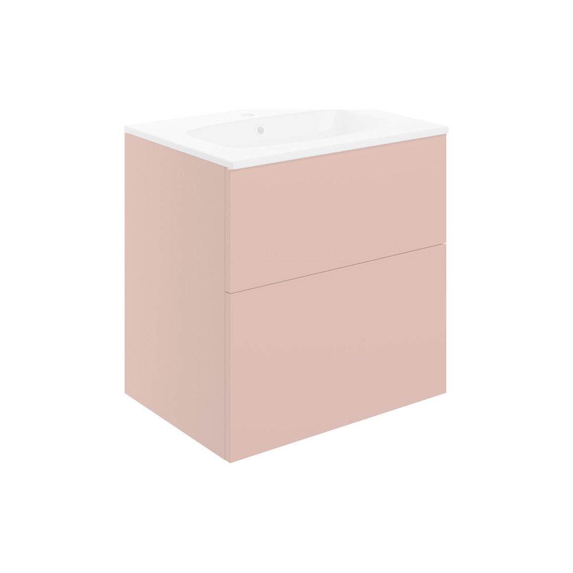 Henshall 610mm Wall Hung 2 Drawer Basin Unit & Basin - Matt Antique Rose