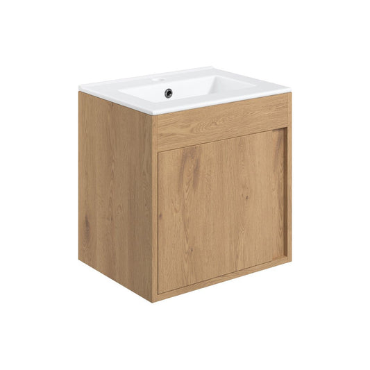 Danbury 510mm Wall Hung Unit Inc. Basin - Seville Oak