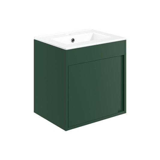 Danbury 510mm Wall Hung Unit Inc. Basin - Matt Conifer Green