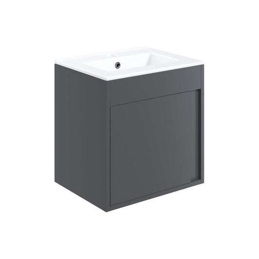 Danbury 510mm Wall Hung Unit Inc. Basin - Matt Graphite Grey