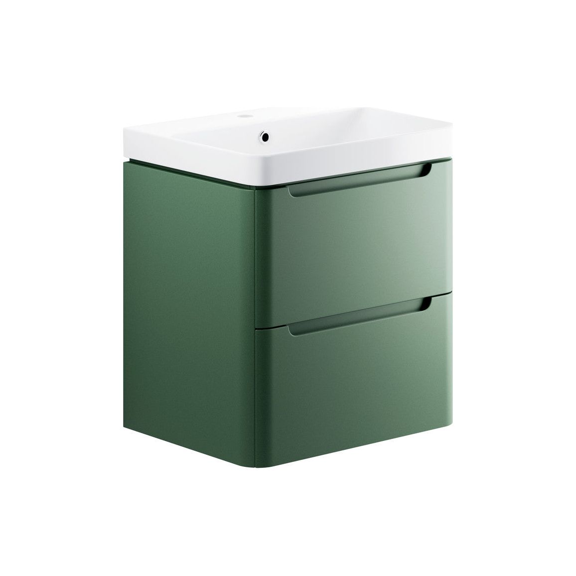 Varley 600mm 2 Drawer Wall Hung Basin Unit - Matt Sage Green