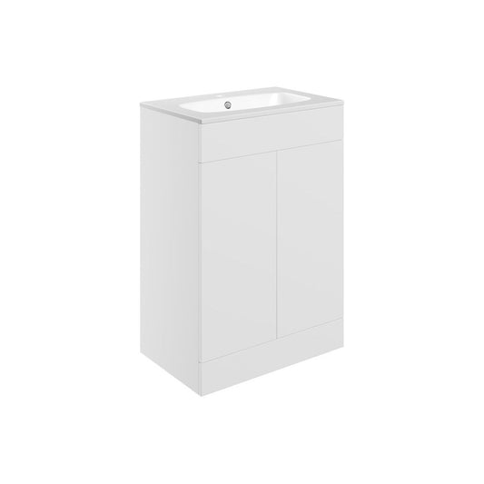 Henshall 615mm Floor Standing 2 Door Basin Unit & Basin - Matt White