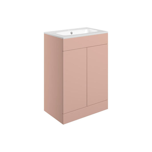 Henshall 615mm Floor Standing 2 Door Basin Unit & Basin - Matt Antique Rose