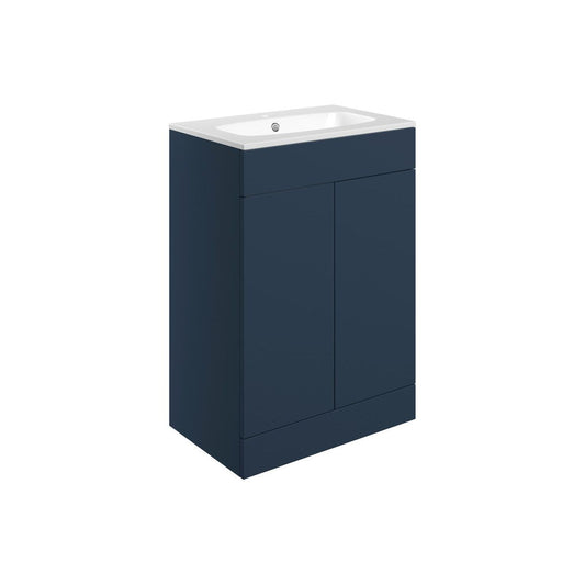 Henshall 615mm Floor Standing 2 Door Basin Unit & Basin - Matt Deep Blue