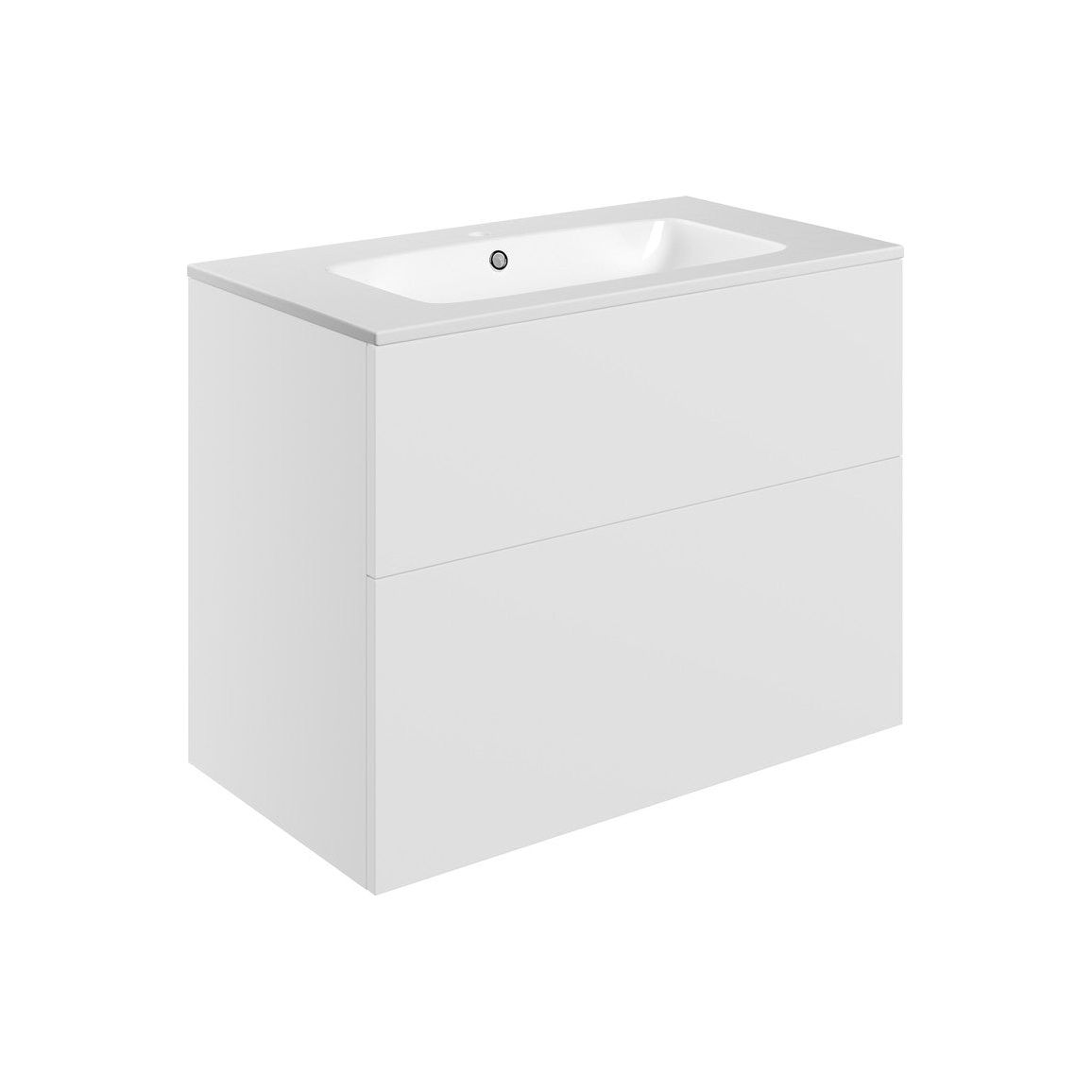 Henshall 815mm Wall Hung 2 Drawer Basin Unit & Basin - Matt White