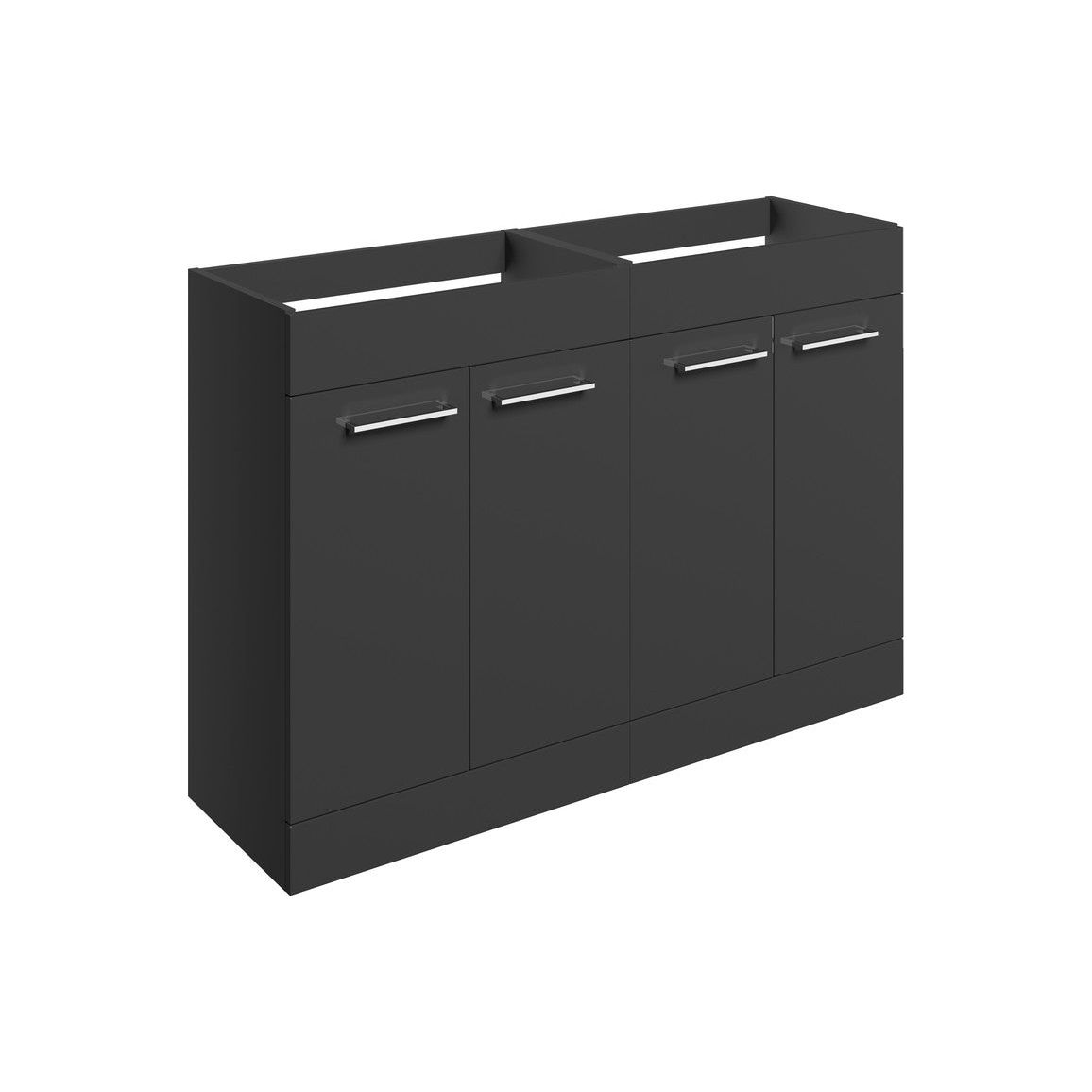 Lottie 1180mm Floor Standing 2 Door Basin Unit Run (No Top) - Anthracite Gloss