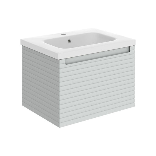 Basset 615mm Wall Hung 1 Drawer Basin Unit & Basin - Matt Mineral Grey