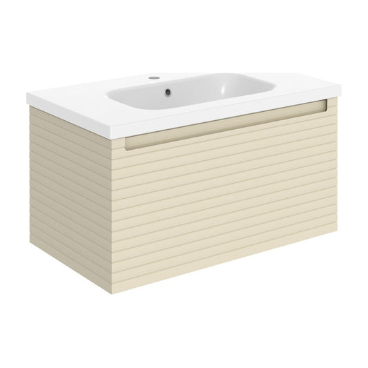 Basset 815mm Wall Hung 1 Drawer Basin Unit & Basin - Matt Cotton