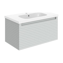 Basset 815mm Wall Hung 1 Drawer Basin Unit & Basin - Matt Mineral Grey