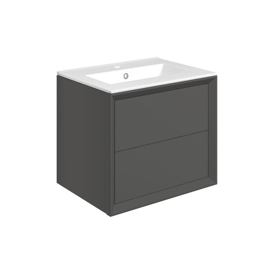 Brimsley 615mm Wall Hung 2 Drawer Basin Unit & Basin - Matt Clay