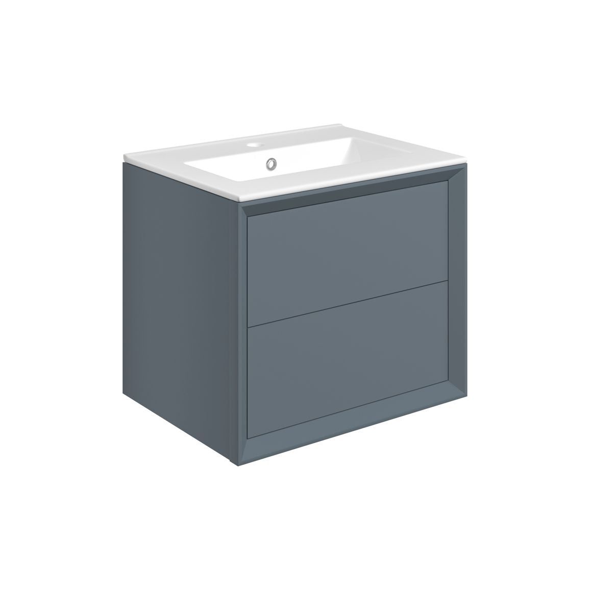 Brimsley 615mm Wall Hung 2 Drawer Basin Unit & Basin - Matt Storm Blue