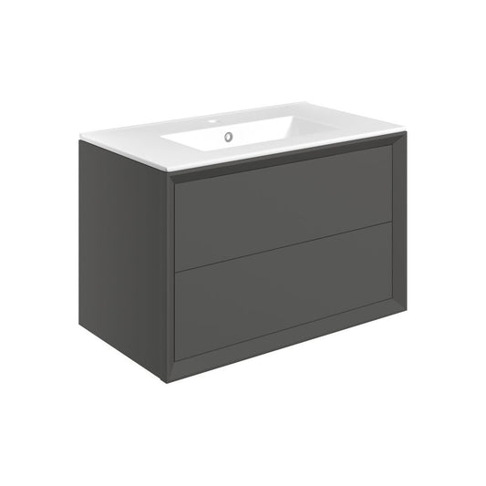 Brimsley 815mm Wall Hung 2 Drawer Basin Unit & Basin - Matt Clay