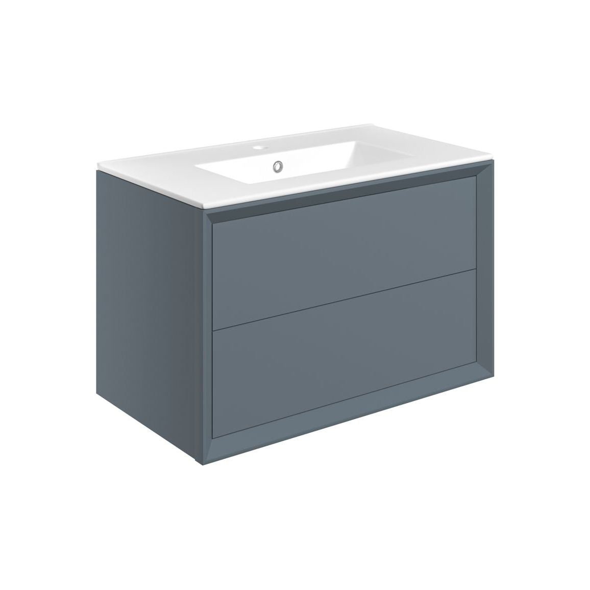 Brimsley 815mm Wall Hung 2 Drawer Basin Unit & Basin - Matt Storm Blue