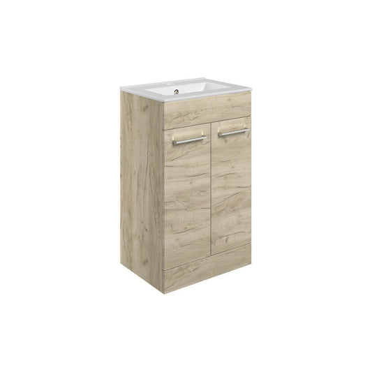 Lottie 510mm Floor Standing 2 Door Basin Unit & Basin - Oak