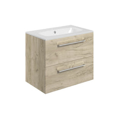 Lottie 610mm Wall Hung 2 Drawer Basin Unit & Basin - Oak