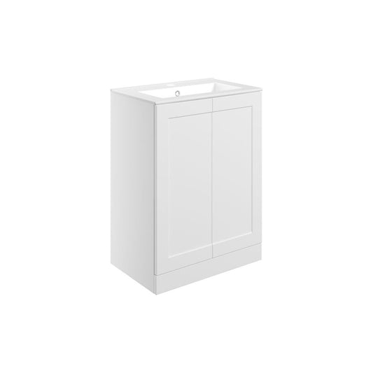 Wetherby 615mm Floor Standing 2 Door Basin Unit & Basin - Matt White