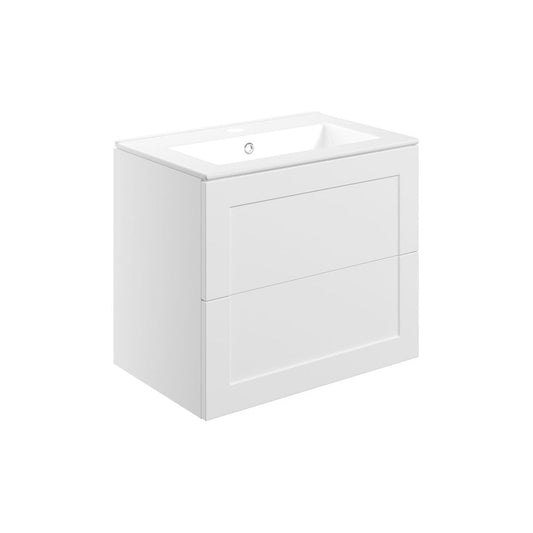 Wetherby 615mm Wall Hung 2 Drawer Basin Unit & Basin - Matt White