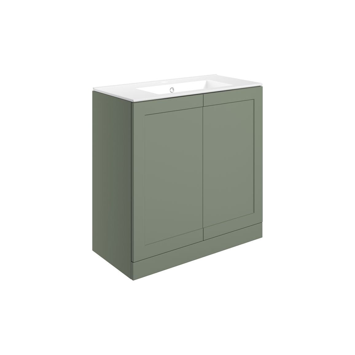 Wetherby 815mm Floor Standing 2 Door Basin Unit & Basin - Matt Reed Green