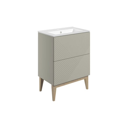 Reed 615mm Floor Standing 2 Drawer Basin Unit & Basin - Matt Oat