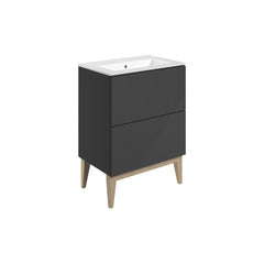 Reed 615mm Floor Standing 2 Drawer Basin Unit & Basin - Matt Graphite Grey