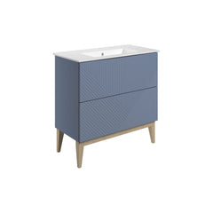 Reed 815mm Floor Standing 2 Drawer Basin Unit & Basin - Matt Smoke Blue