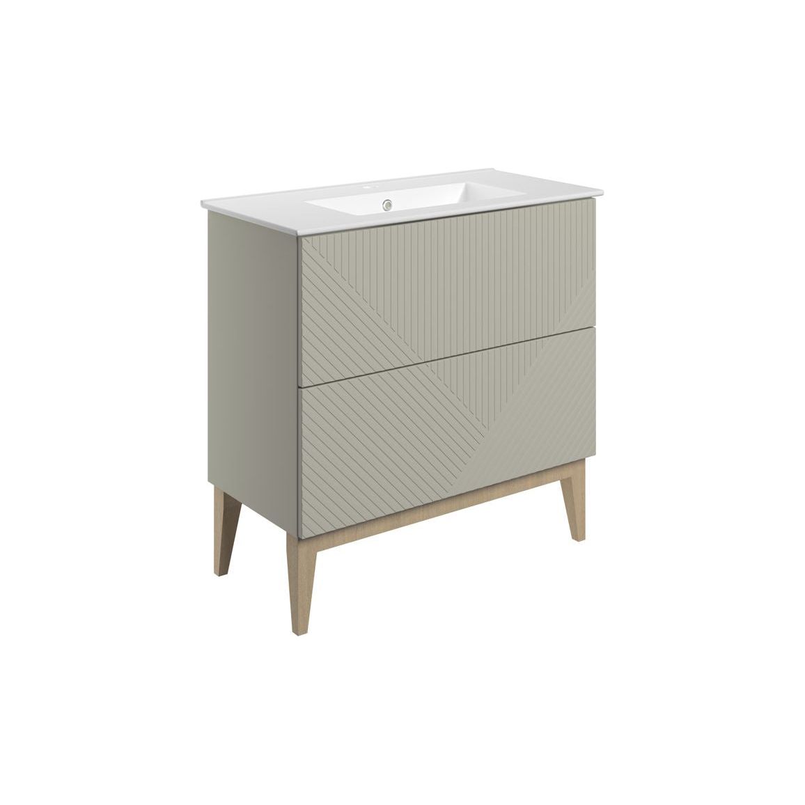 Reed 815mm Floor Standing 2 Drawer Basin Unit & Basin - Matt Oat