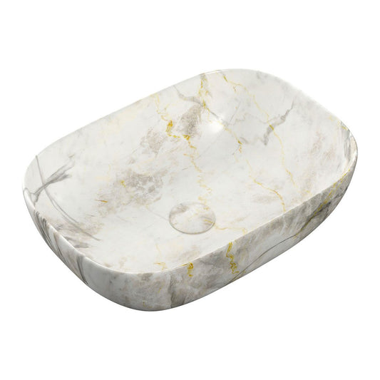 Frost 460x330mm Ceramic Washbowl - Grey Marble Effect