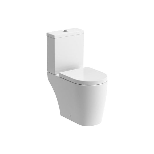 Cara Rimless Close Coupled Open Back WC & Soft Close Seat