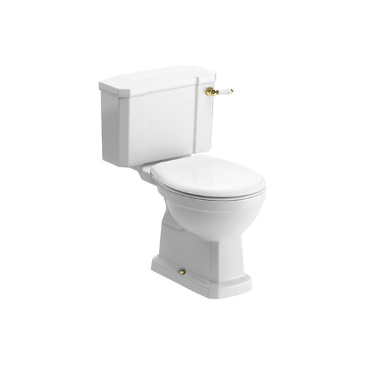 Langston Close Coupled WC w/Brushed Brass Finish & Soft Close Seat