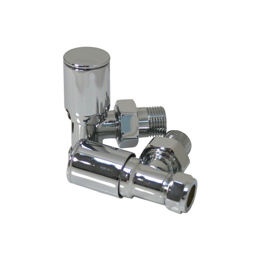 Patterned Chrome Radiator Valves - Angled