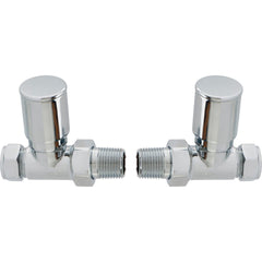 Patterned Chrome Radiator Valves - Straight