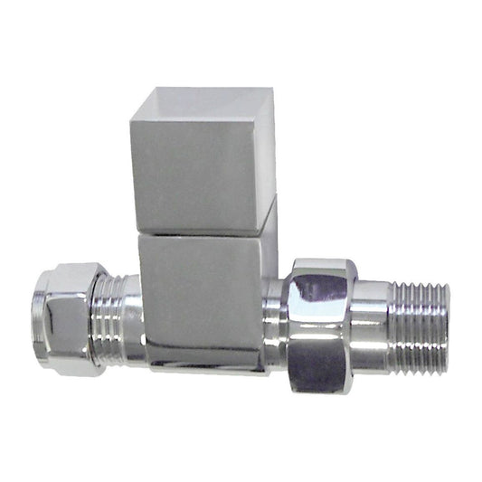 Square Chrome Radiator Valves - Straight