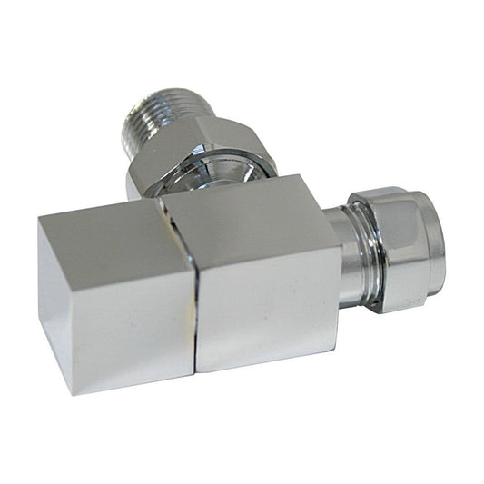 Square Chrome Radiator Valves - Angled