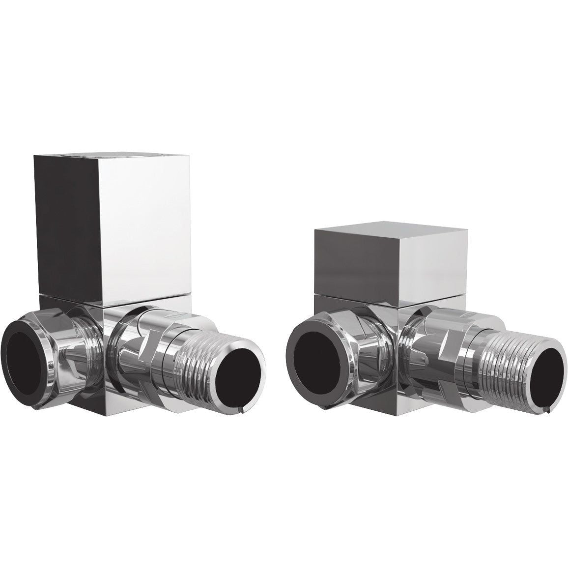 Square Chrome Radiator Valves - Corner