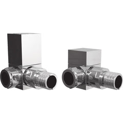 Square Chrome Radiator Valves - Corner