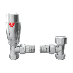 Round Thermostatic Chrome Radiator Valves - Angled