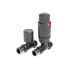 Round Thermostatic Anthracite Radiator Valves - Straight