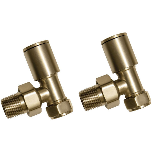 Brushed Brass Radiator Valves - Angled