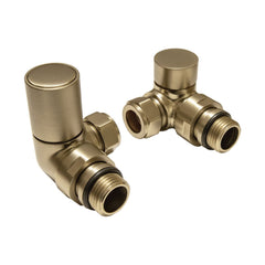 Brushed Brass Radiator Valves - Corner