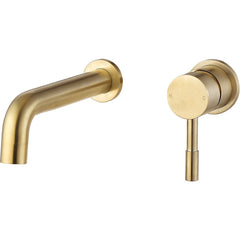 Zoe Wall Mounted Basin Mixer - Brushed Brass