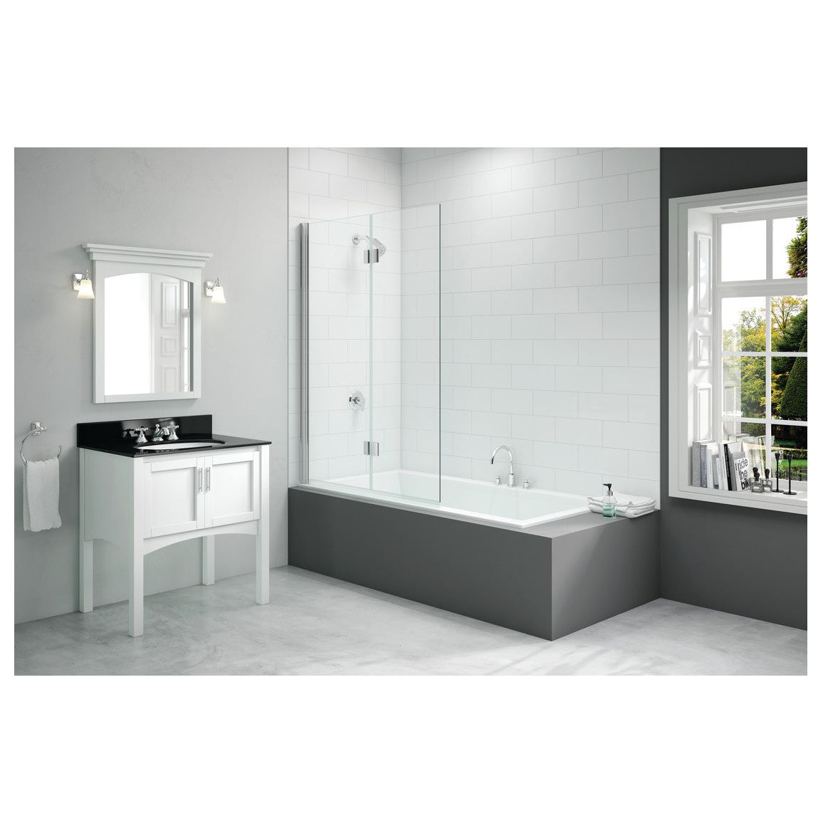 Merlyn 900x1500mm 2-Panel Hinged Bath Screen - Left Hand