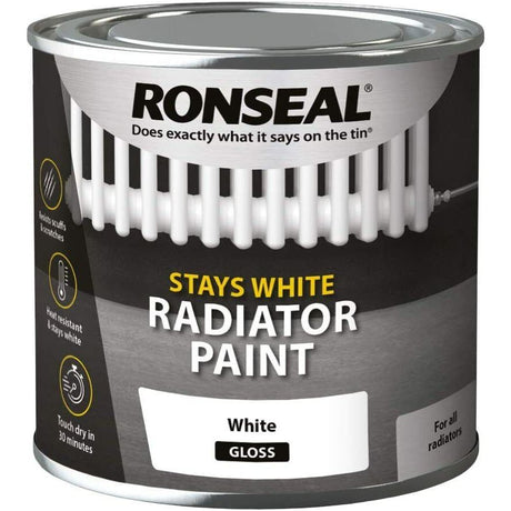 Ronseal Stays White Radiator Paint- Pure Brilliant White