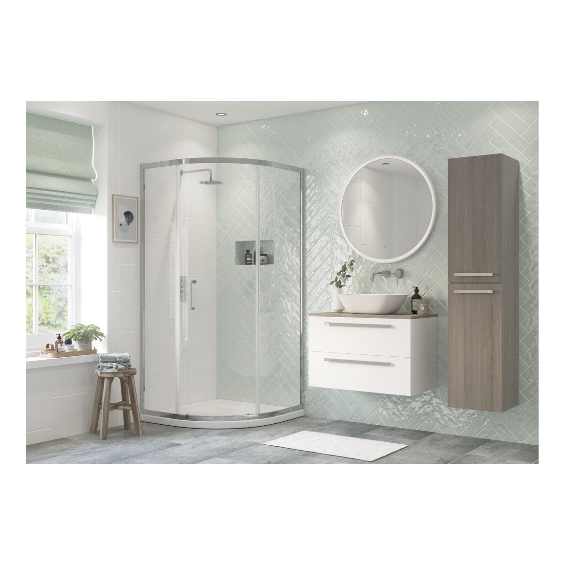 Bella 800mm 1 Door Quadrant - Chrome