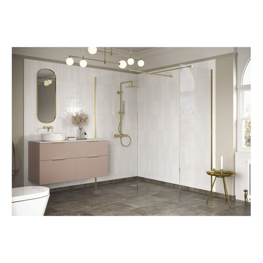 Casa 700mm Wetroom Side Panel & Arm - Brushed Brass