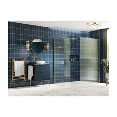 Casa 900mm Fluted Wetroom Panel & Side Panel Arm - Brushed Brass